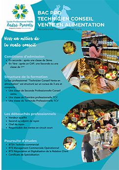 Brochure de présentation de la formation Bac Pro Technicien conseil vente en alimentation